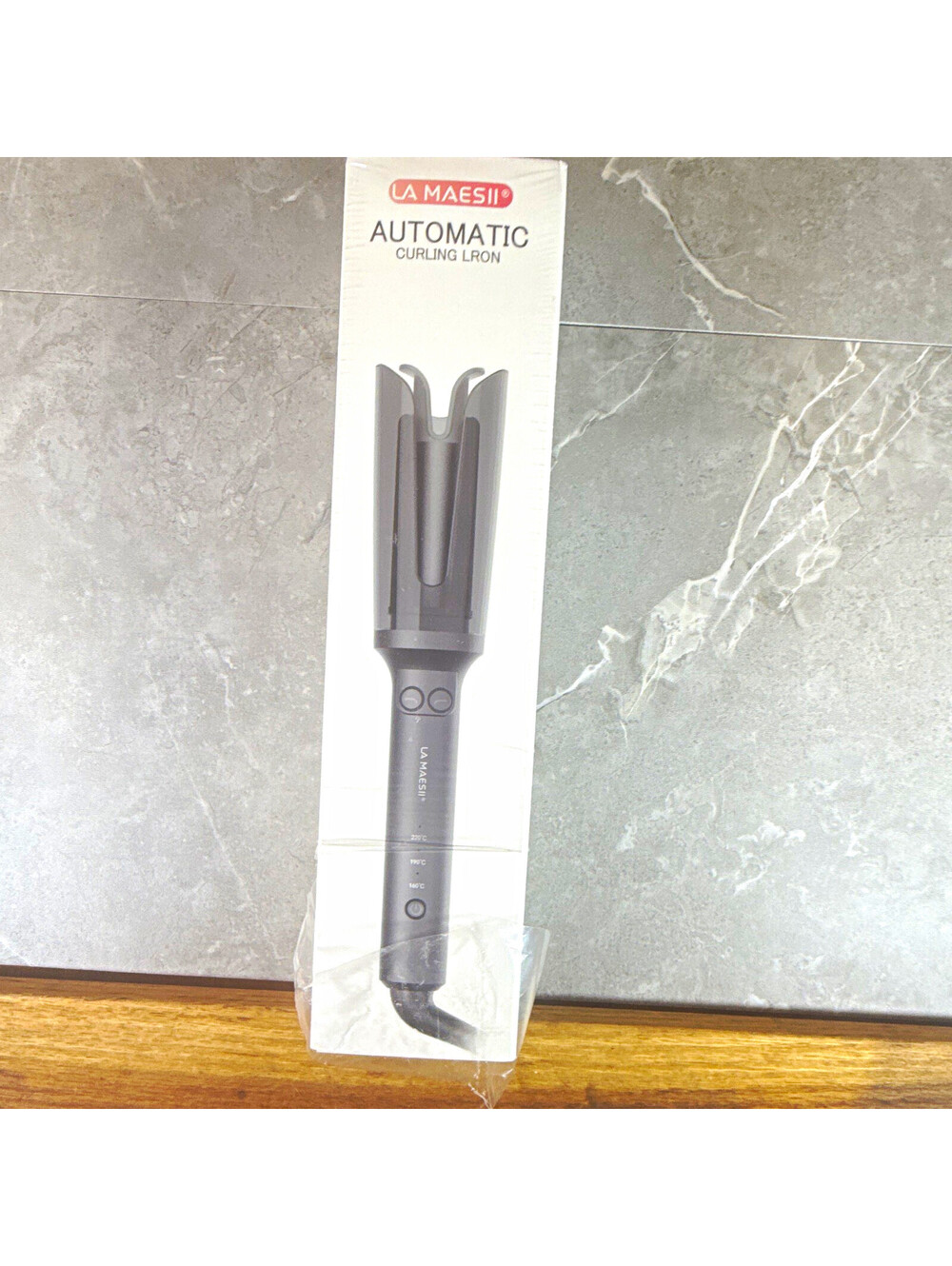 LA MAESII GA001 Automatic Curling Iron Gray Auto Shut-Off Swivel Cord 220°C
